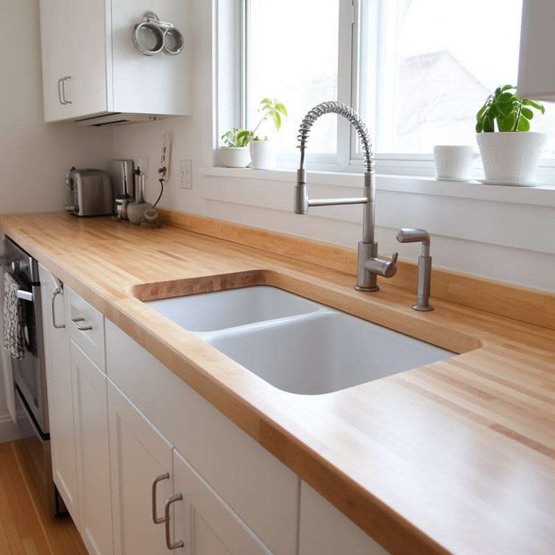 4'' W x 24.75'' L Wood Backsplash, Self-Drilling Installation, Hard Maple