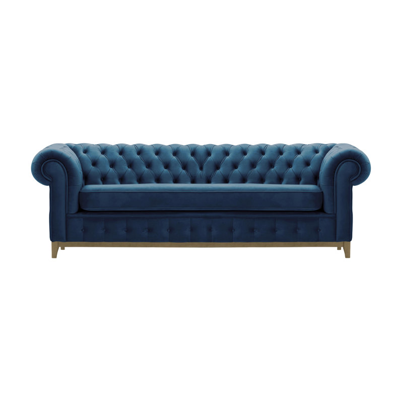 Fryar Velvet Sofa, Blue, Olive Green, 3