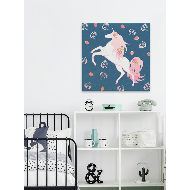 Crittendon Strawberry Swirl Unicorn - No Frame Print on Canvas, 20cm H x 20cm W