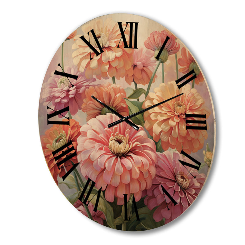 Horloge murale surdimensionnée Zinnias, Grand