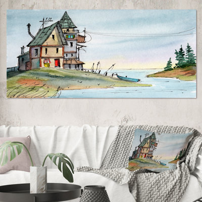 " Colorful Old House With A Tower By The Riverside "