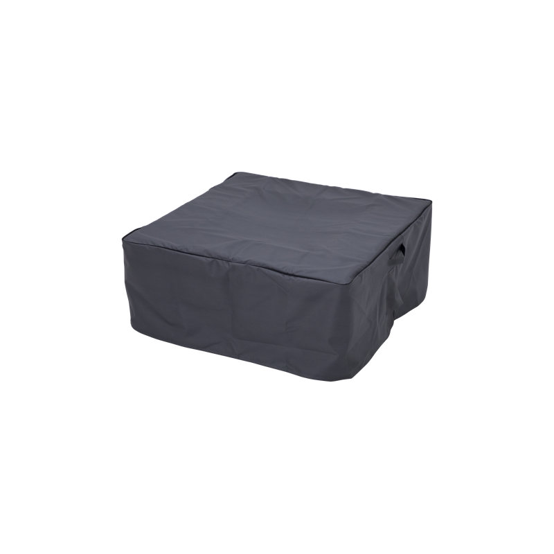 Brooklyn 40" W x 17" H Square Concrete Outdoor Fire Pit Table with Lava Rocks & Cover, Gris foncé, Propane
