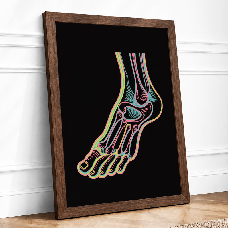 Anatomical Foot Study Educational - Framed Print, Walnut, A4 - 29.7 x 21.0 cm