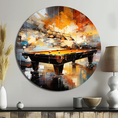 Billard Cueball Symphony An I - Sports Round Metal Art