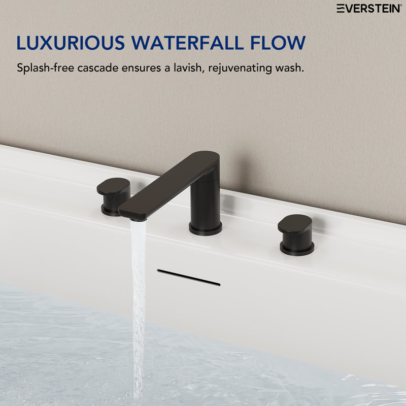 2 Handle Deck Mount Roman Tub Filler Faucet with Rough-in Valve, Matte Black