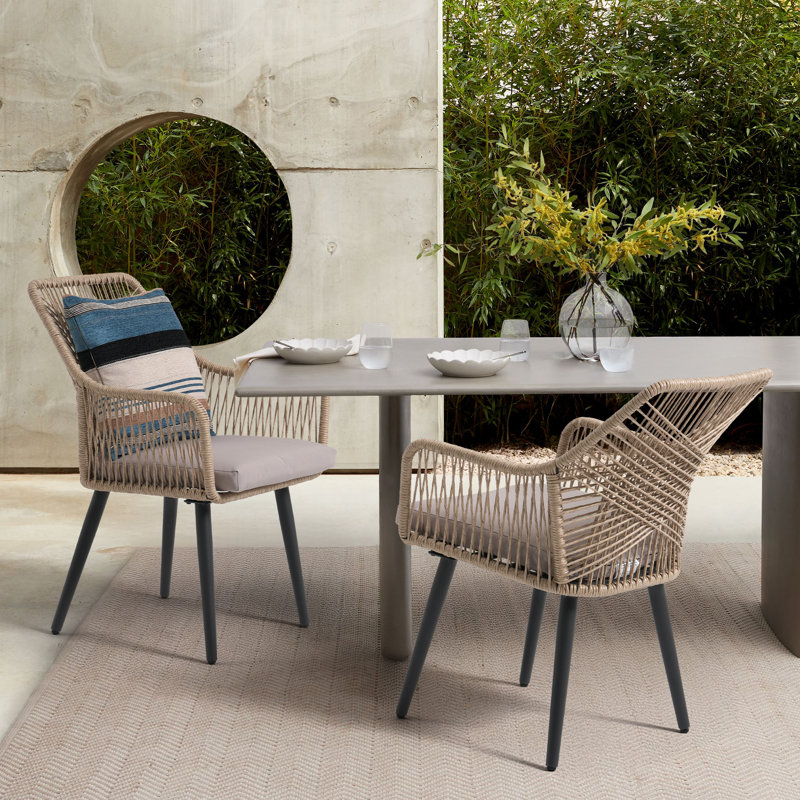 Chaise de patio en rotin avec coussins, Beige