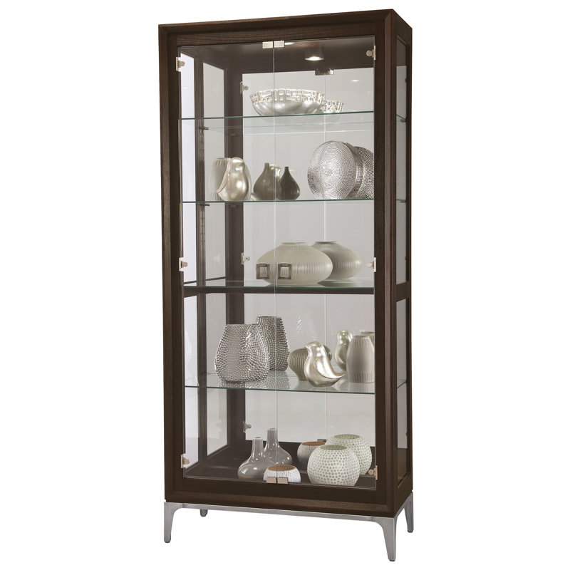 Sheena Lighted Curio Cabinet, Aged Mocha