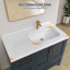 Comptoir de meuble-lavabo à surface solide de 42 pouces avec lavabo intégré à droite, comptoir moderne blanc vif de 2 po d'épaisseur, dosseret arrière de 1,38 po, conception à bord lisse, imperméable et facile à installer