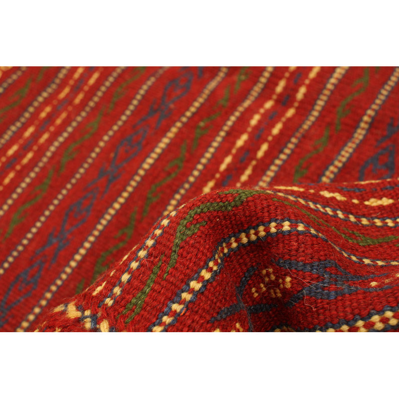 Tapis rouge en laine tissé à la main et à plat