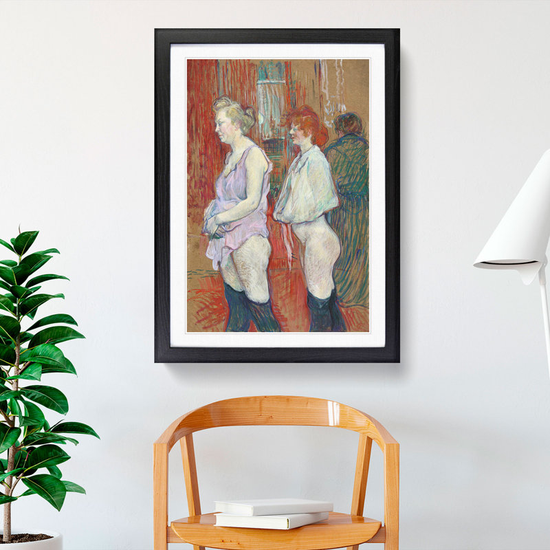 Rue des Moulins by Henri de Toulouse-Lautrec - Picture Frame Painting, 48cm H x 36cm W x 2cm D, Black Framed
