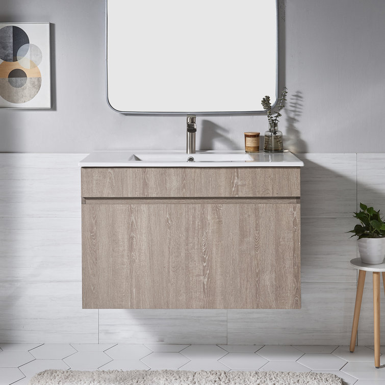 (( does not included the sink )) Jaunuta 36"Gray Modern Wall-Mounted Single Bathroom Vanity Set