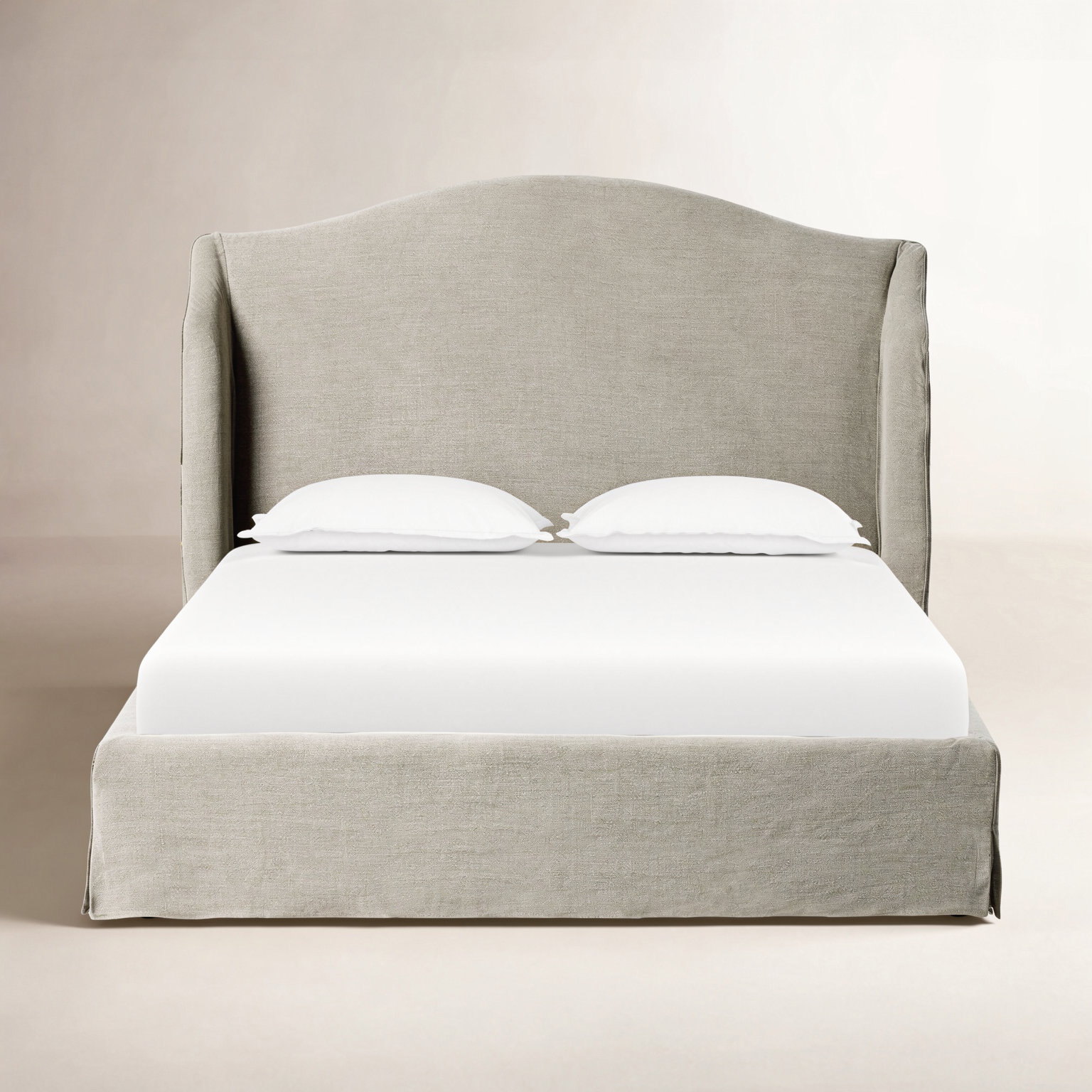 Mulberry Linen Wingback Bed, King, Broadway Stone