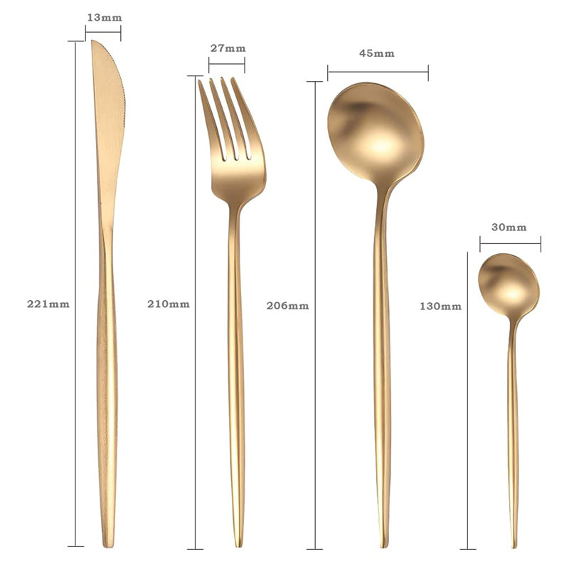Gold Cutlery Set, 24-Piece Home Safety Stainless Steel Silverware Set, Mirror Polishing Flatware Set Service For 6, Includes Knives, Forks, Spoons, Dishwasher Safe, With Premium Box (Classical Gold)