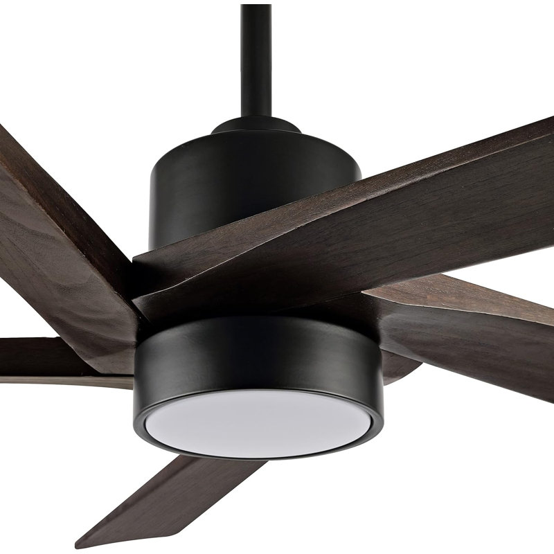 Ottenburg 64'' Ceiling Fan with LED Lights, Matte Black with Dark Brown Wood Blades