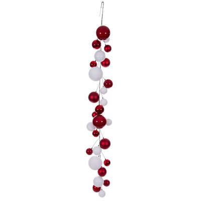  6' Red/White Ball Branch Garland.