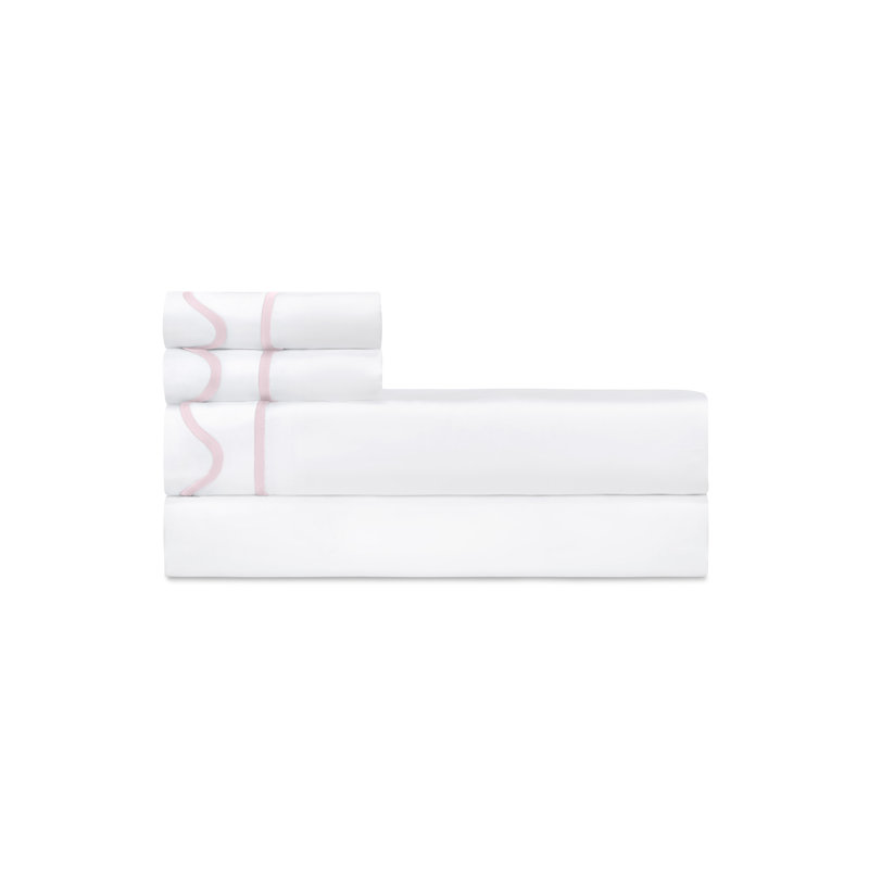 Amalfi Sateen Sheet Set, King Sheet Set, White/Incenso Lavender