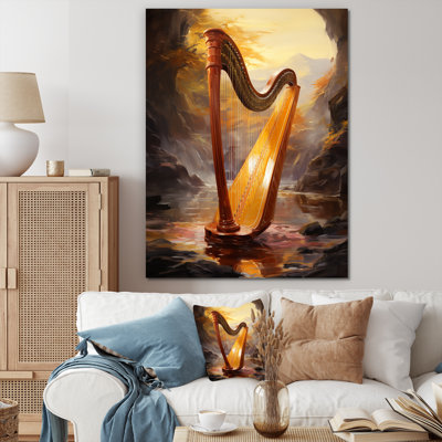 Vintage Serpe Harpe dorée - musique, art mural