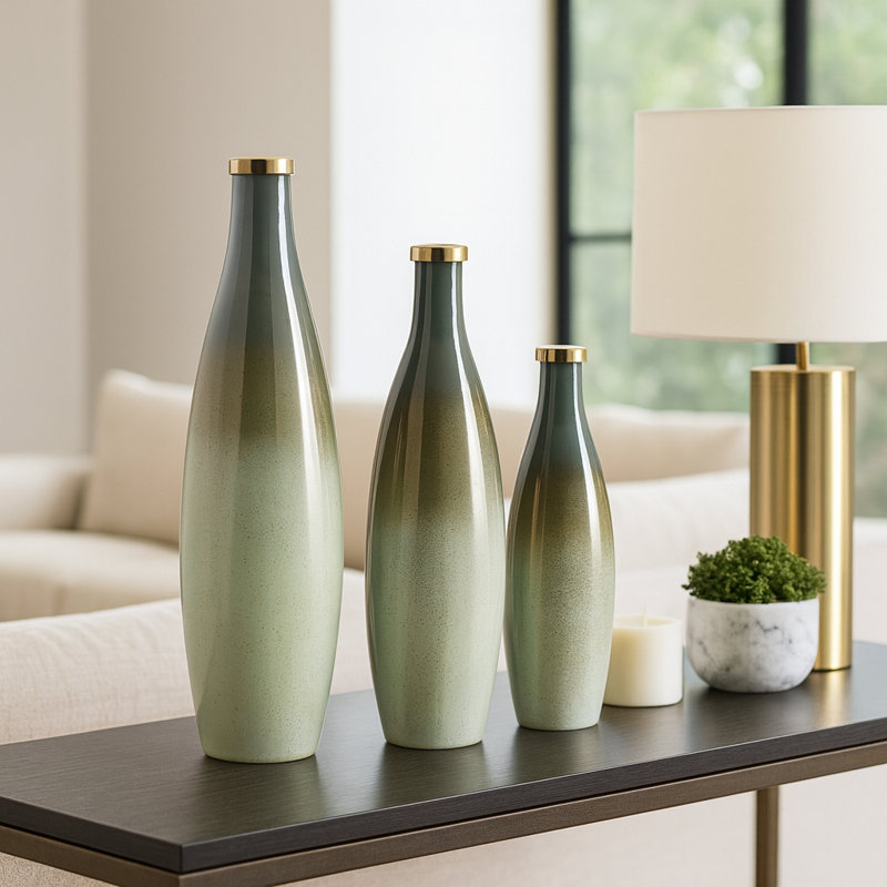 Grand vase de table en verre Ombre
