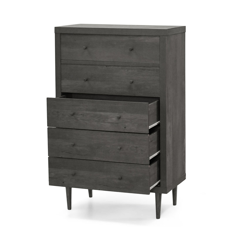 Commode à 5 tiroirs, Gris