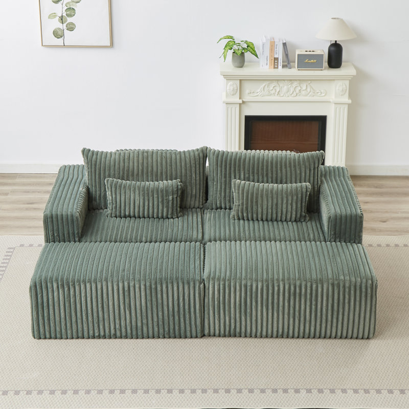 Méridienne modulaire surdimensionnée moderne 87 po, aucun assemblage requis, causeuse en peluche nuage avec deux repose-pieds amovibles, fauteuil-lit moderne moelleux