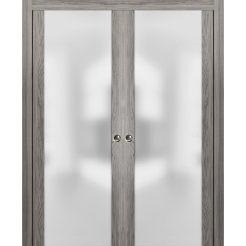 Portes coulissantes en verre givré Planum, 60 po x 80 po, Frêne gingembre