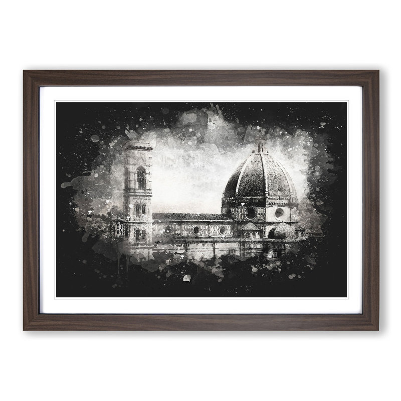 Florence Cathedral in Italy - Picture Frame Graphic Art Print, 45cm H x 63cm W x 2cm D, Walnut Framed