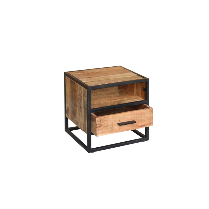 Cumby 45cm W Steel Bedside Table, Natural