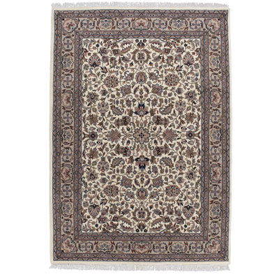 Handgefertigter Teppich Silberston in Beige