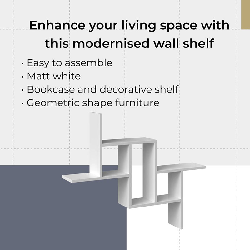 Kymel 6 Piece Floating Shelf with Hooks