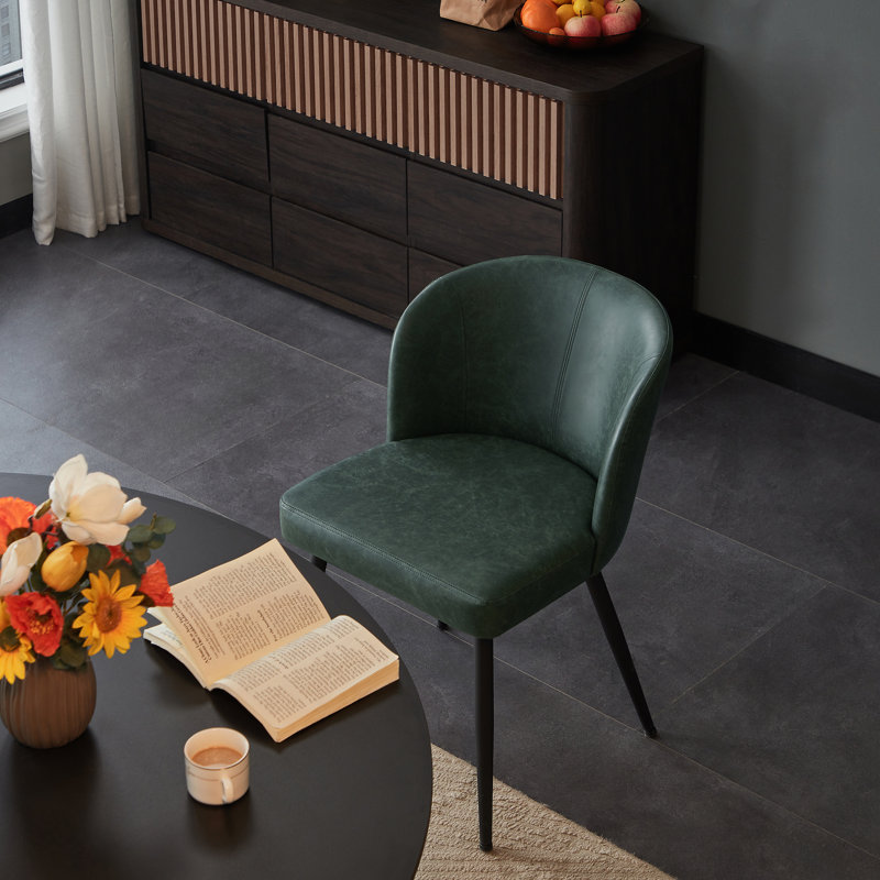 Upholstered Faux Leather Back Side Dining Chair (set Of 6), Green