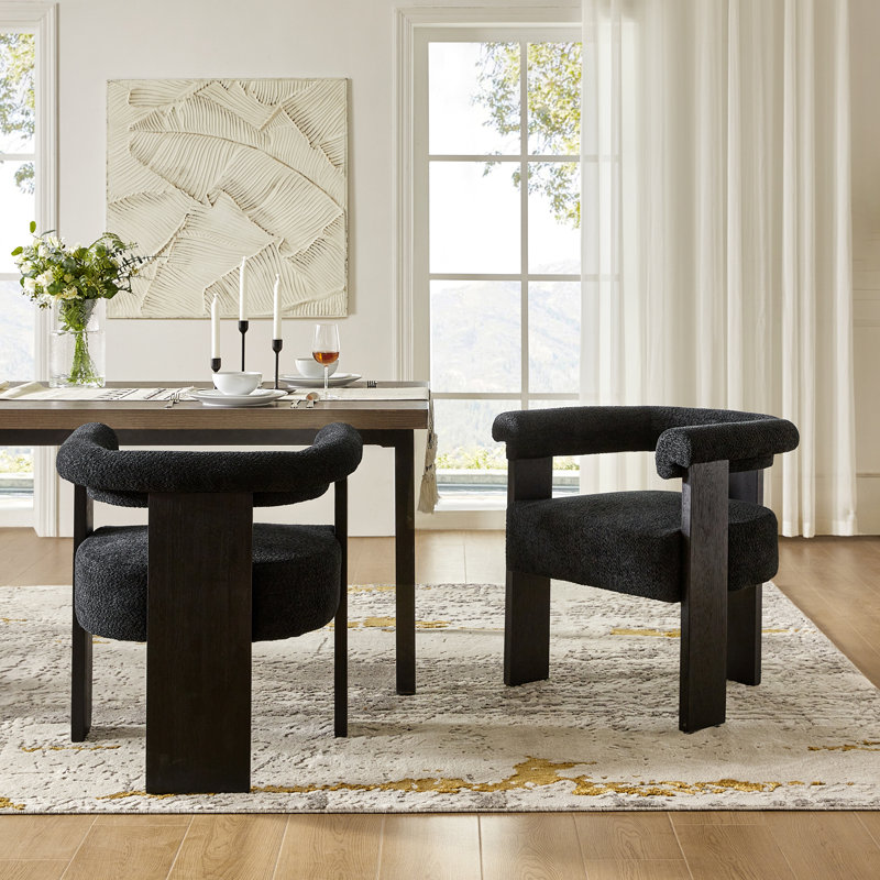 Eduard 61cm W Modern Upholstered Dining Chair With Round Backrest, 2