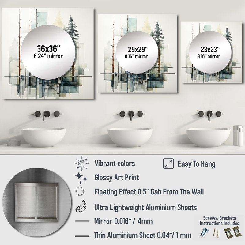 Rezwan - Grand miroir mural carré pour chambre à coucher, 29 po x 29 po