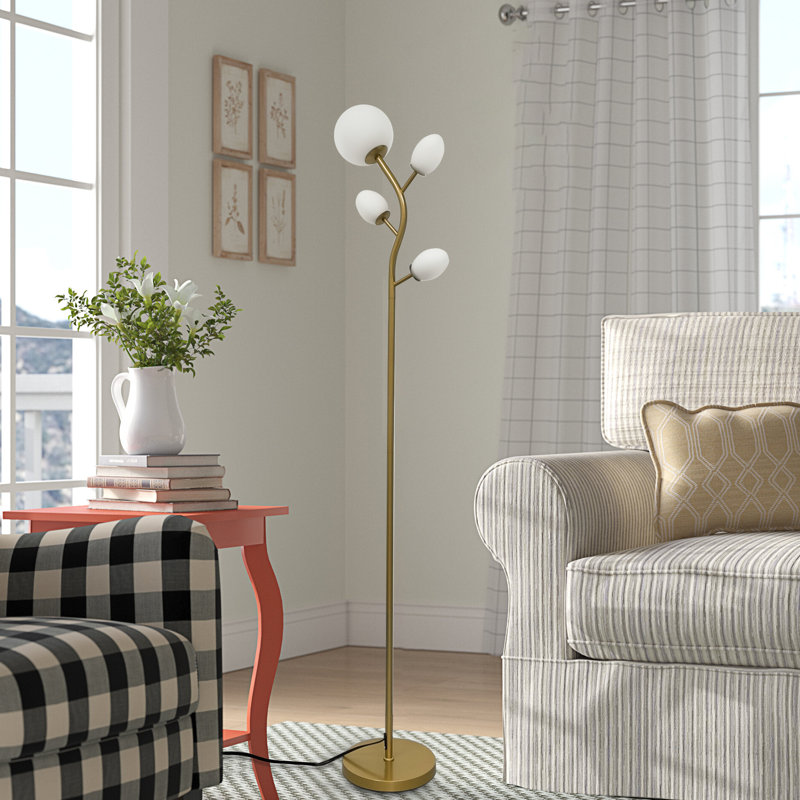  4-Light 68'' Gold Tree Floor Lamp with LED Bulbs Included, Gold