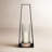 Decorative Metal Pillar Hurricane Candle Holder with Sandstone Base - Modern Tabletop Candlestick Holder for Tabletop Accent - Black-313736812