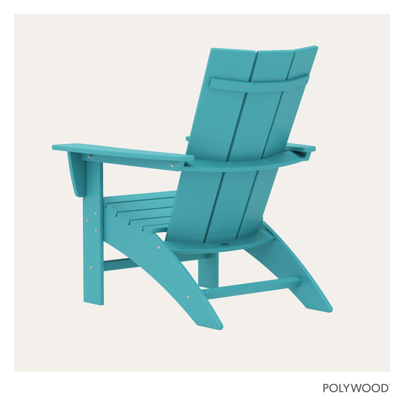 POLYWOOD Modern Curveback Adirondack Chair, Aruba
