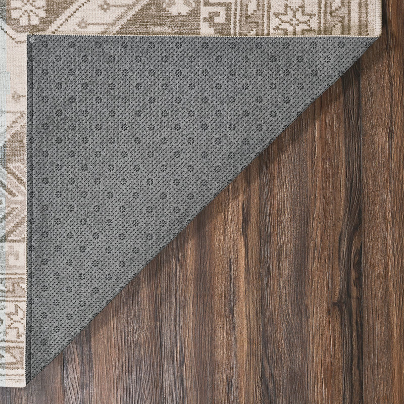 Saraz Grey Performance Flatweave Washable Oriental Indoor Rug, Rectangle 5' x 7'