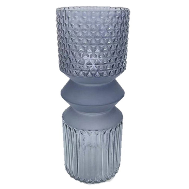 Vase de table en verre Ludka, Gris fumée, H 12 po x l 4 po x P 4 po