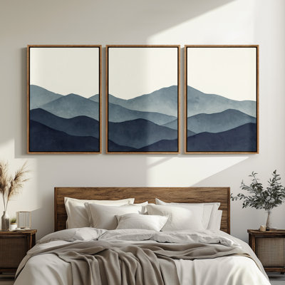 Framed Canvas wall Art, Vintage Abstract Wall pirnts for Bedroom