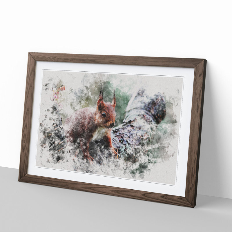 Red Squirrel Vol.1 - Picture Frame Painting, 65cm H x 90cm W x 2cm D, Walnut Framed