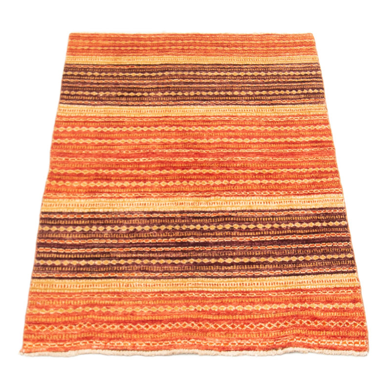 Tapis orange / brun en laine noué à la main de conception unique 3 pi x 5 pi 5 po New Age