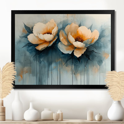 «Ikran Abstract Aqua Peony Bloom In The Breeze II», pivoines, art mural