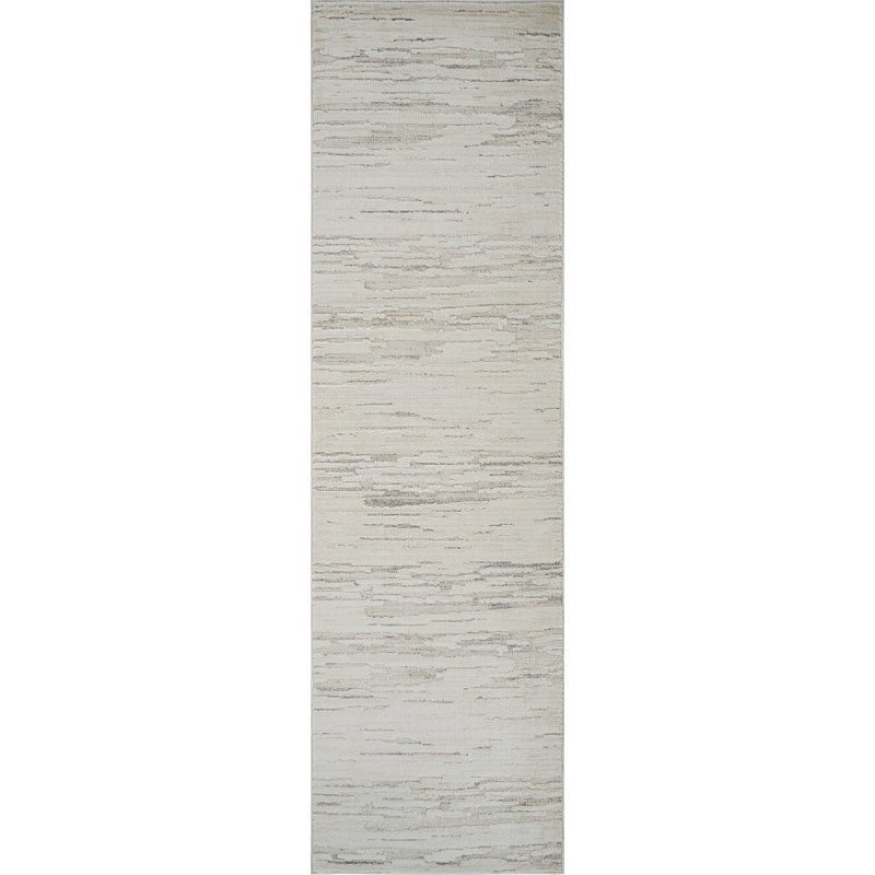 Tapis intérieur moderne, beige crème., Tapis de couloir 2 pi 3 po x 8 pi