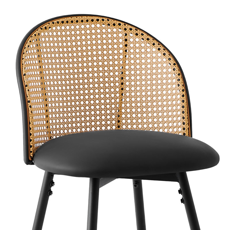 Arvon Swivel Upholstered Counter & Bar Stool, Black, Counter Stool (26” Seat Height), Brown