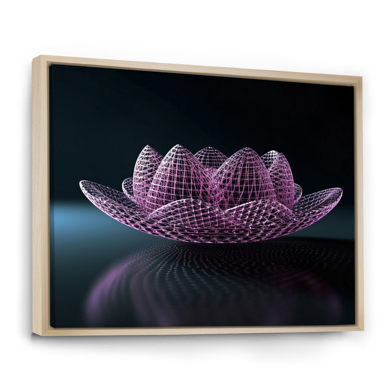 Matrice de lotus futuriste sur toile, H 16 po x l 32 po, Cadre flottant brun
