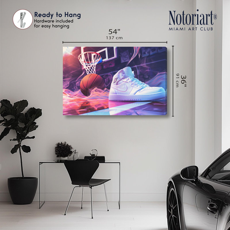 Impression sur toile Mystic Basketball Court Sneaker par Notoriart, H 54 po x l 36 po