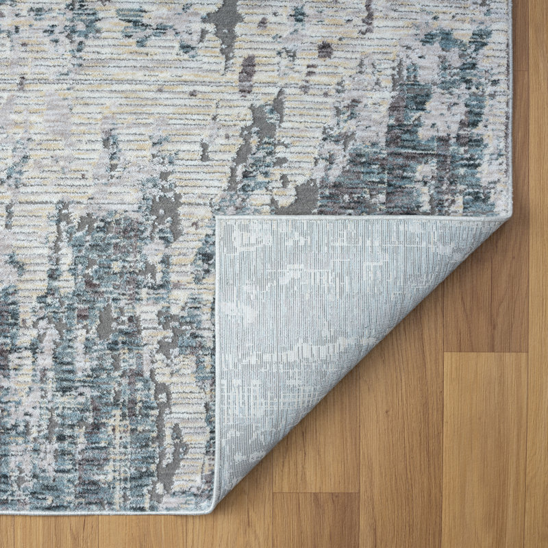 Tapis gris / bleu Celso, Tapis de couloir 2 pi 6 po x 8 pi