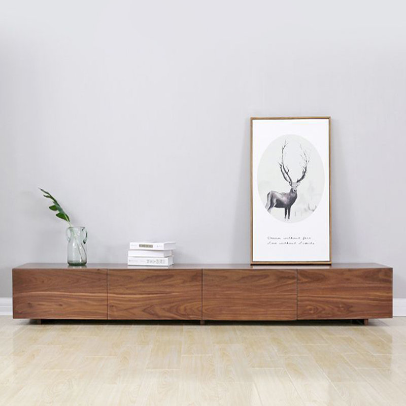 Meuble télé scandinave, Noir noyer, 70.87"