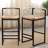 Metal Frame Bar Stools Set Of 2 With Backrest And Footrest
