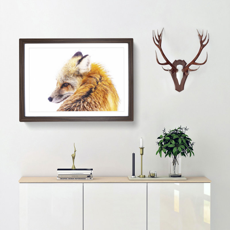 Red Fox in Winter - Framed Print, Walnut Framed, 62cm H x 87cm W x 2cm D