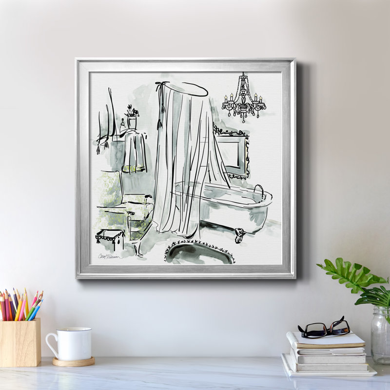 «Opulent Bath I», reproduction d'art sur toile, H 34,5 po x l 34,5 po x P 1,5 po, Toile avec cadre argenté